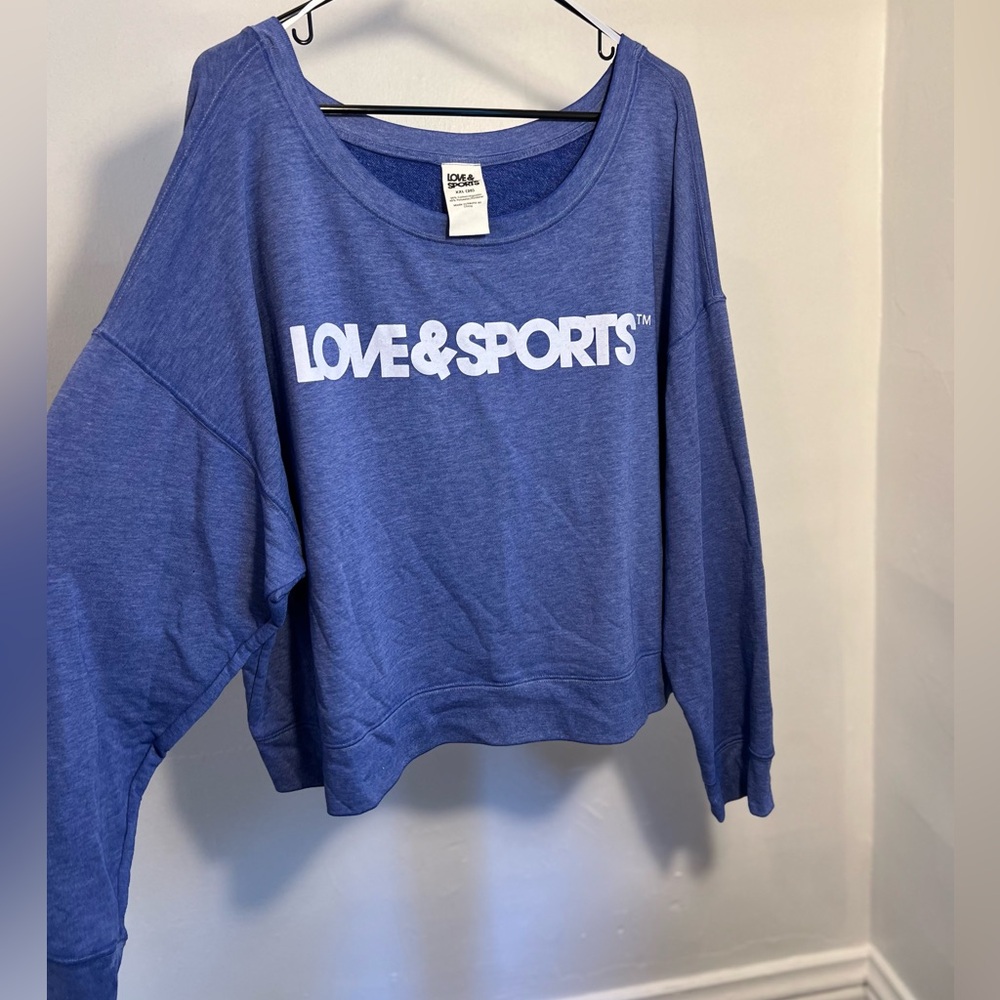 Brand new blue Love & Sports, long sleeve sweatshirt, size XXL (20).